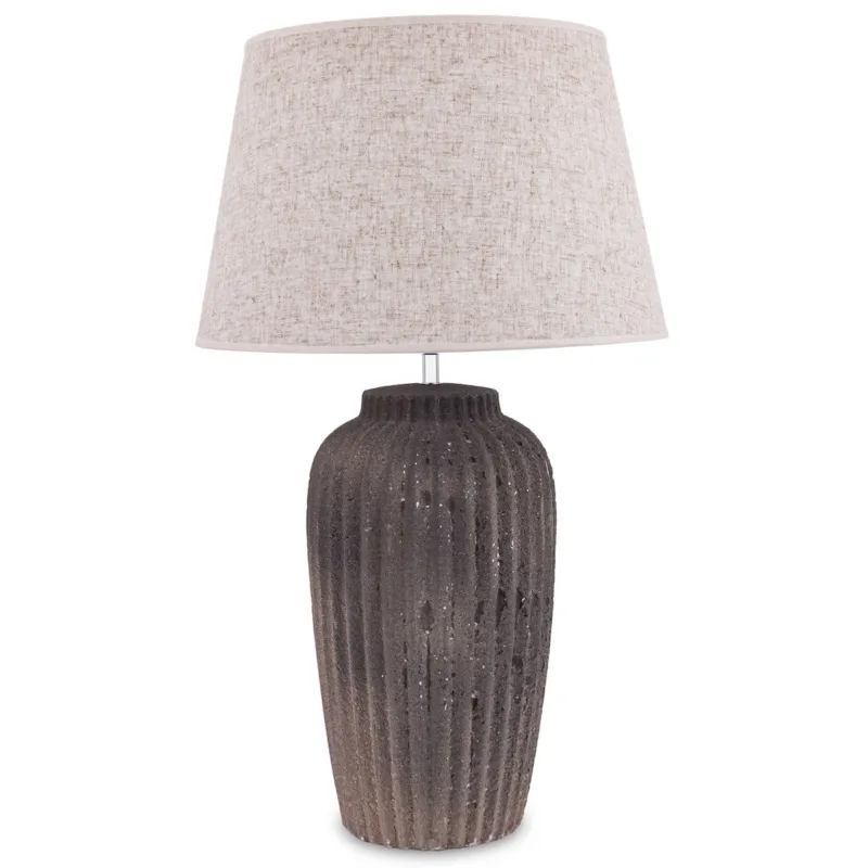 Nowy Lampa stołowa z ceramiki i tkaniny 68x40x40 cm WALSH brązowo-beżowa -