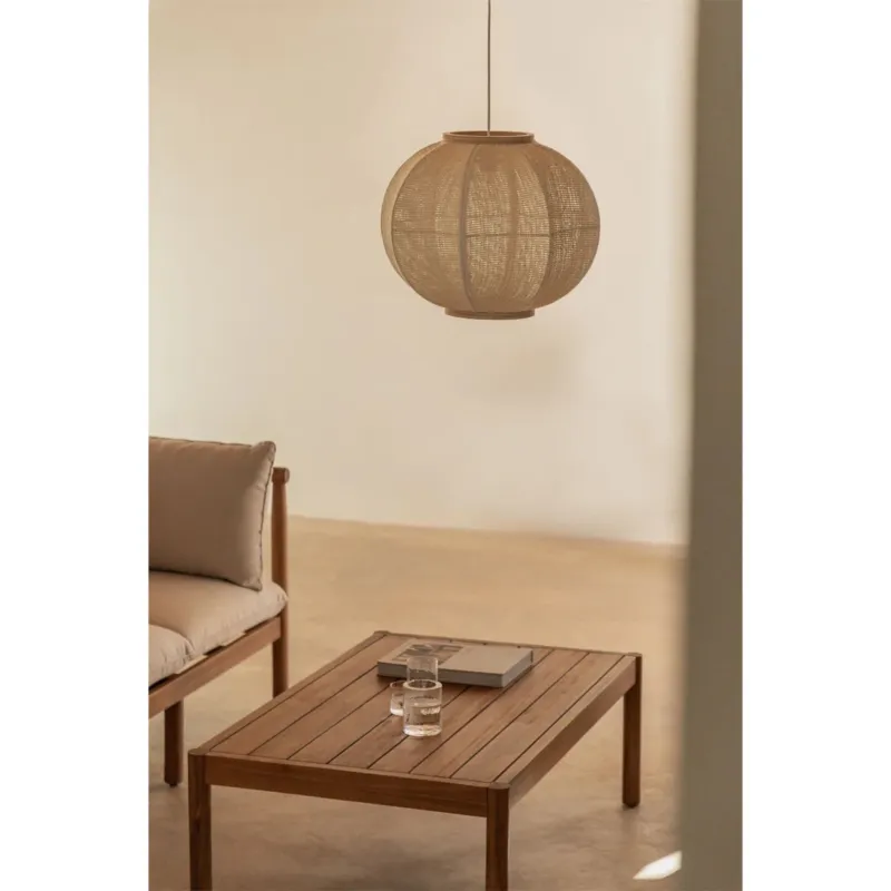 Zamów dziś Lampa wisząca z lnu Ziyec, kremowa, Ø50 cm -