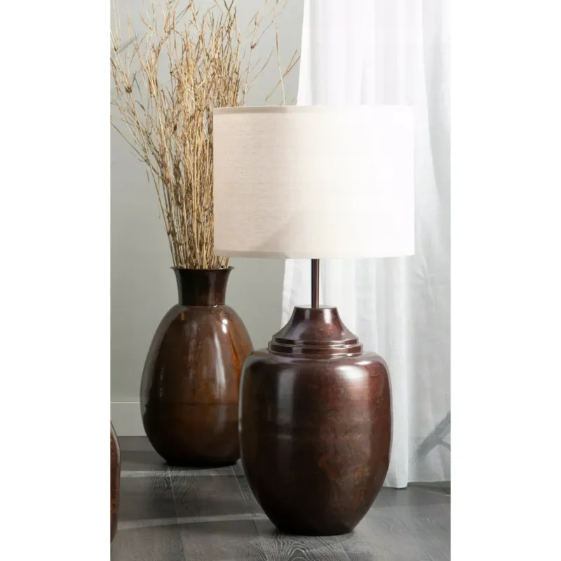 Tani LAMPA PODŁOGOWA DO CZYTANIA 71cm E27 loftowa stojąca stołowa brązowa duża -