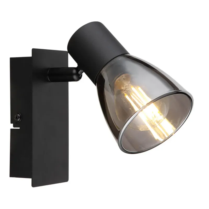 Lampa ścienna Claude 54307-1 z włącznikiem czarna przydymiona - Zamów teraz