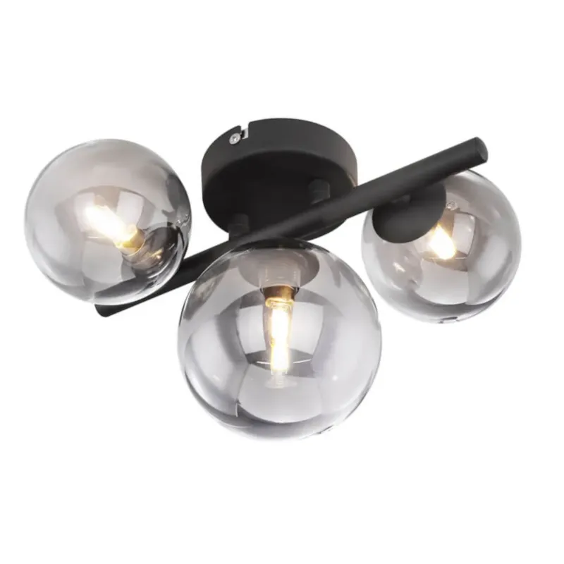 Sufitowa lampa Riha 56133-3W szklana czarna grafitowa - Darmowy zwrot
