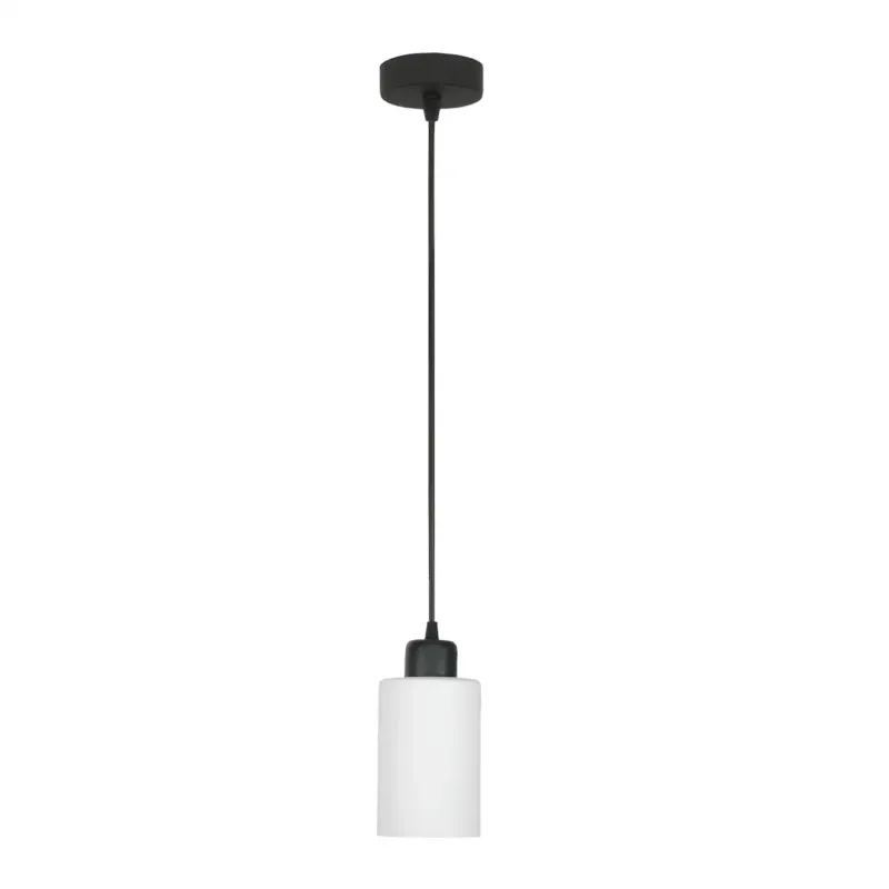 lampa wisząca pojedyncza edylit czarna z białym kloszem - Bezpieczna płatność