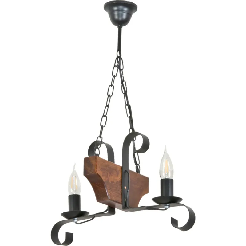 Dostępne od ręki drewniana lampa wisząca 2 punktowa edylit vintage -