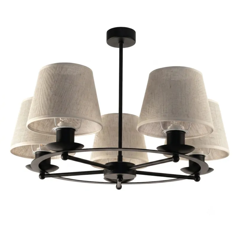 Łatwy zwrot lampa wisząca sufitowa boho z abażurami z juty edylit czarna -