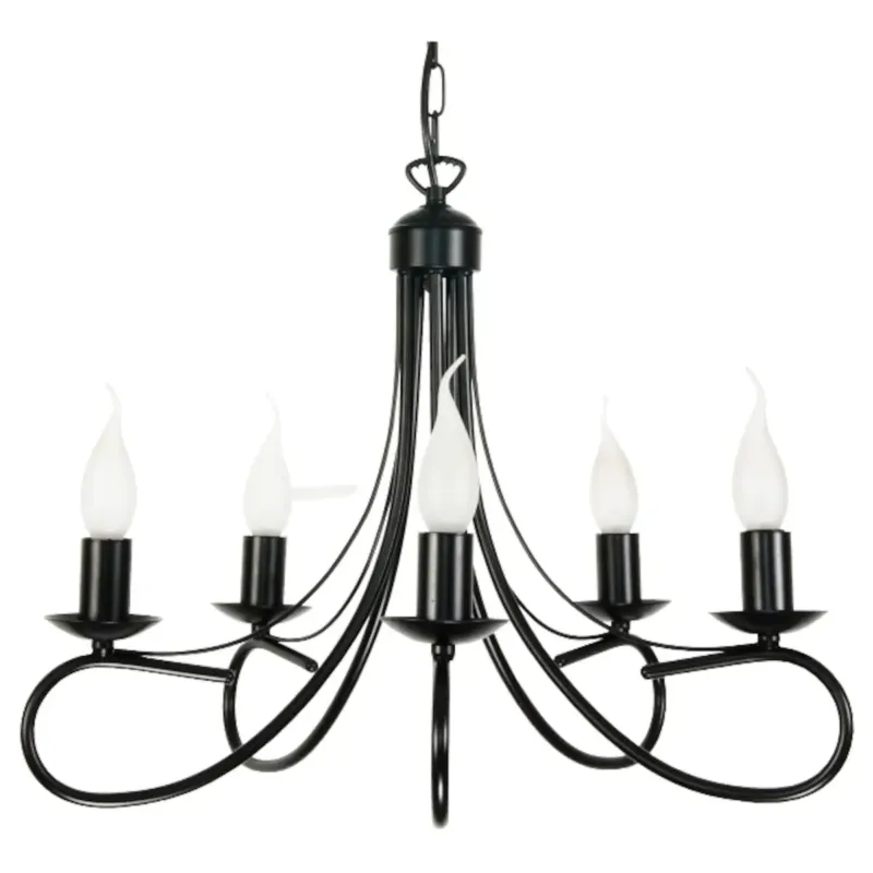 Bezpieczna płatność czarna lampa wisząca świecznikowa 5 punktowa edylit do salonu -