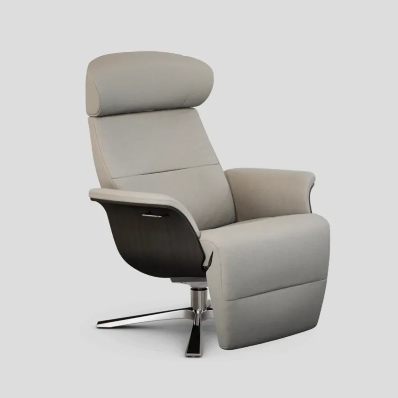 Fotel Timeout z podnóżkiem z pamięcią Velvety Stone Black Oak Promocja
