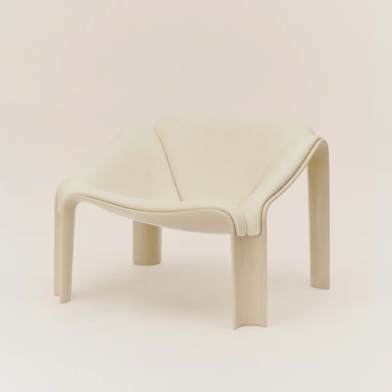 Cena promocyjna Fotel F300 Smooth Leather,Cream/Pastel Green Gubi