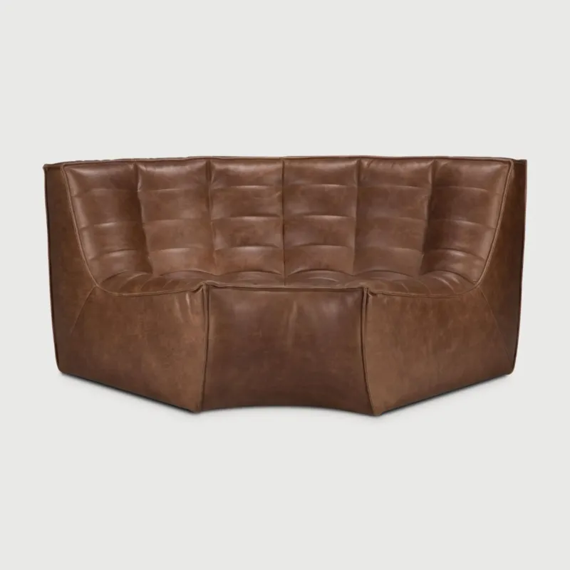 Ograniczona ilość Moduł narożny zaokrąglony sofa N701 Chestnut Leather Ethnicraft