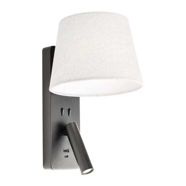 Kinkiet E27 12W + led 3w 3000K +usb czarny Zniżka