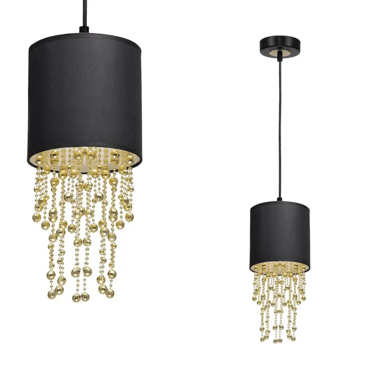 Lampa wisząca ALMERIA MLP6439 Milagro 1xE27 60W Metal + Tkanina + Tworzywo Sztuczne Czarny / Złoty Super okazja