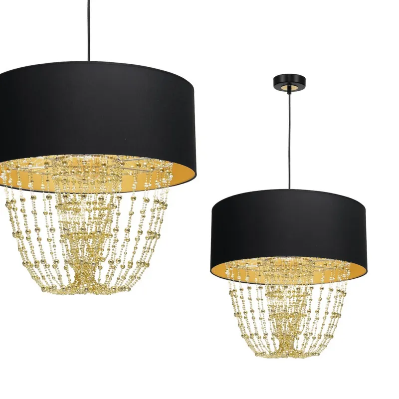 Bestseller Lampa wisząca ALMERIA MLP6442 Milagro 1xE27 60W Metal + Tkanina + Tworzywo Sztuczne Czarny / Złoty
