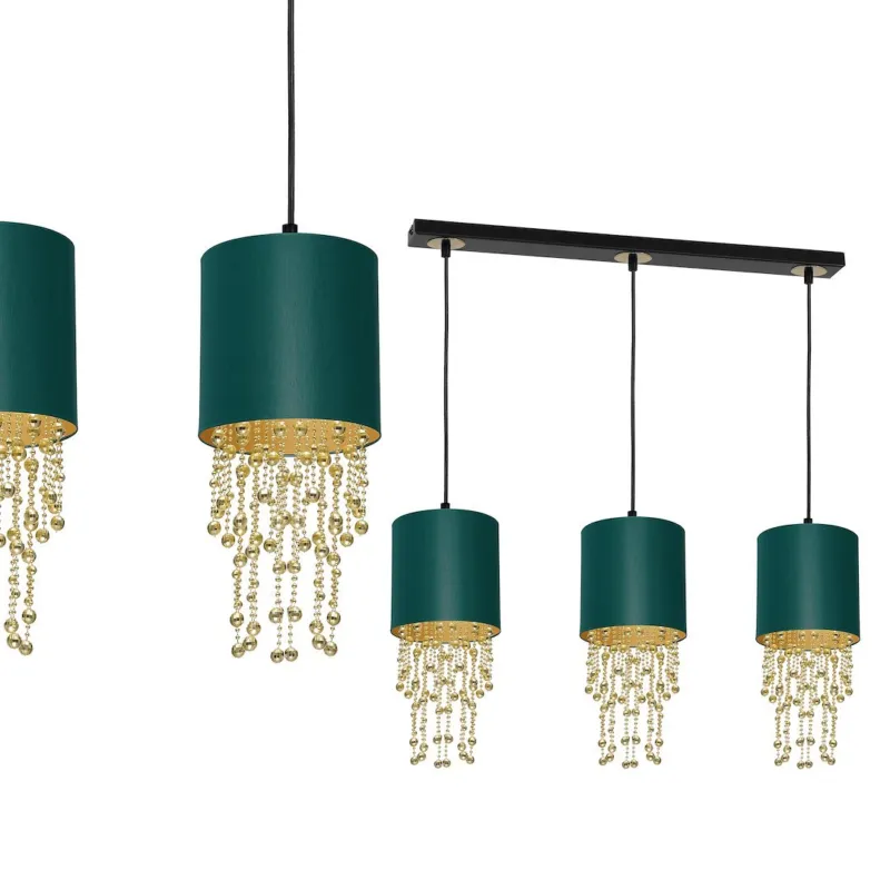 Bezpieczna płatność Lampa wisząca ALMERIA MLP64500 Milagro 3xE27 60W Metal + Tkanina + Tworzywo Sztuczne Zielony / Złoty