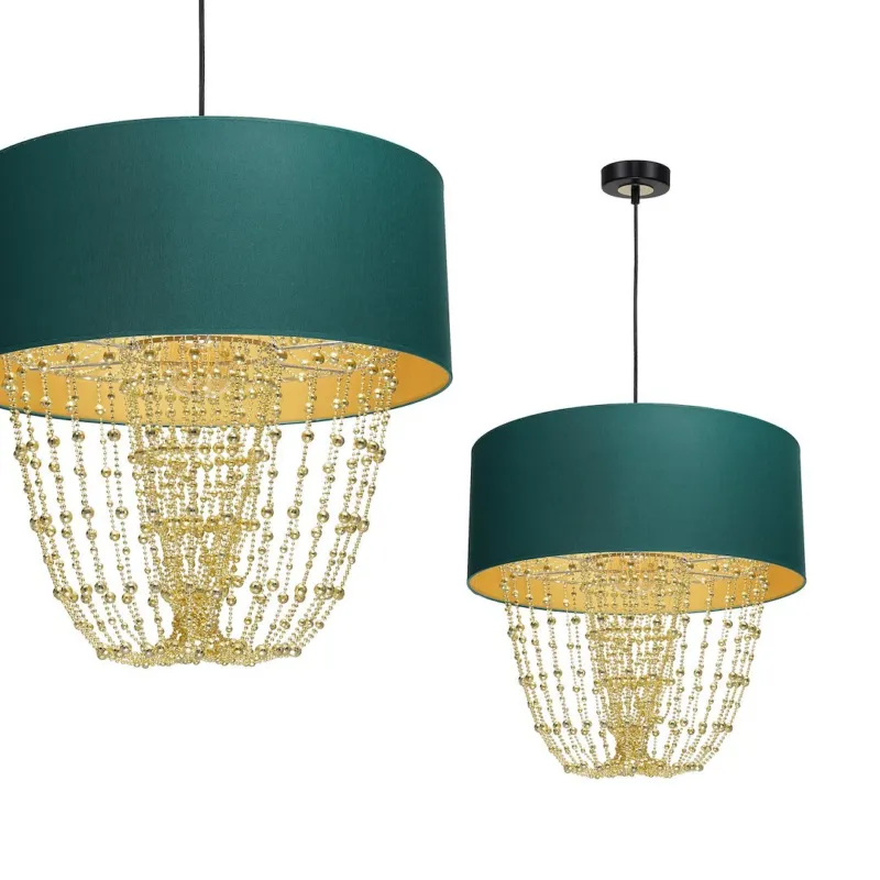 Lampa wisząca ALMERIA MLP6452 Milagro 1xE27 60W Metal + Tkanina + Tworzywo Sztuczne Zielony / Złoty Wybór klientów