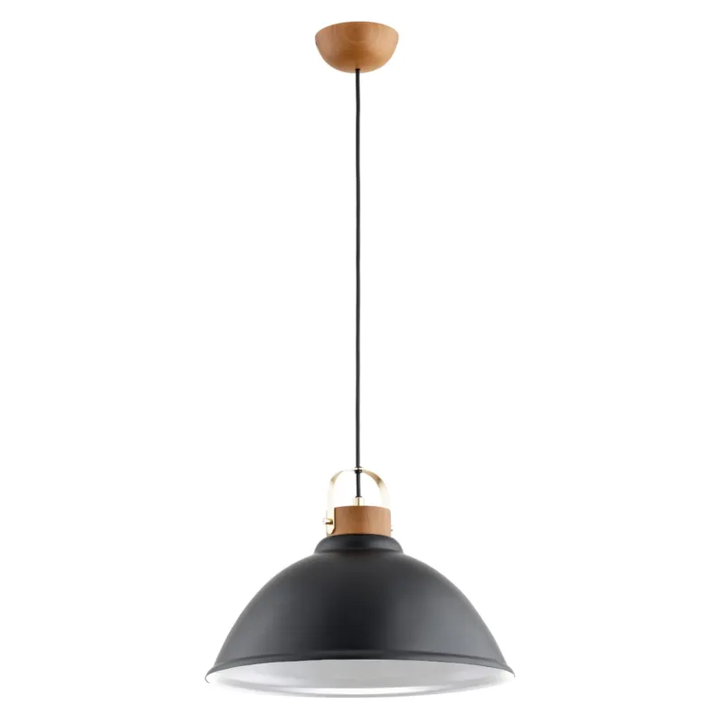 Hit cenowy Lampa wisząca Alti 61262 Alfa 1xE27 LED Metal/Drewno Czarny - Złoty - Jasne Drewno