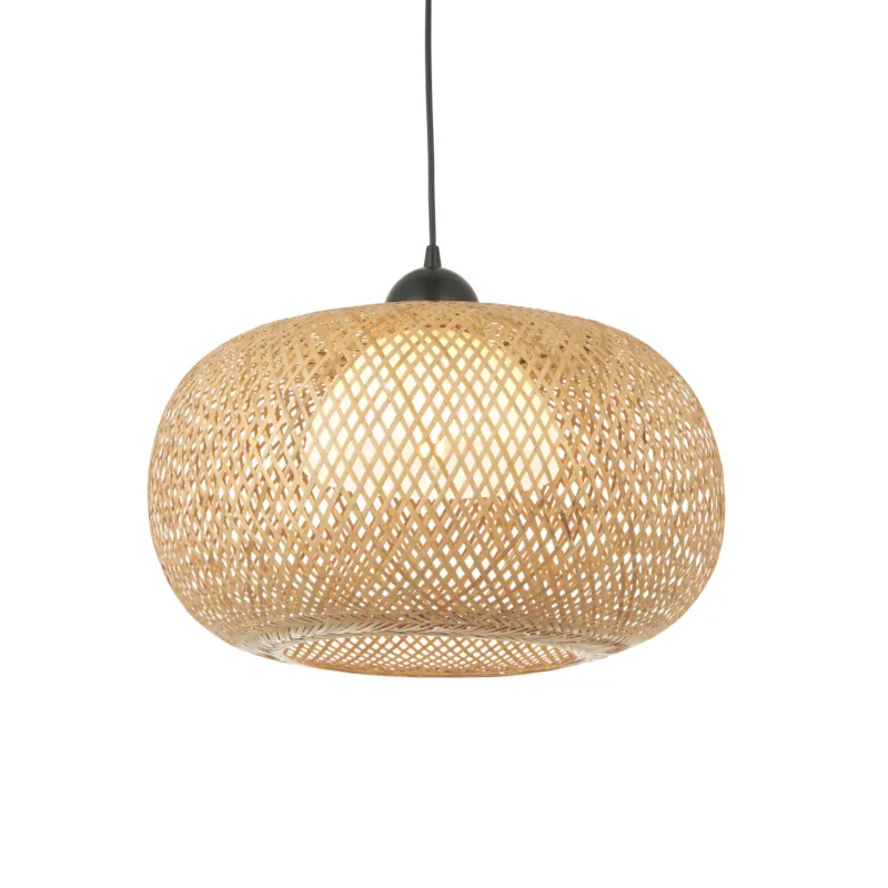 Lampa wisząca Bali Endon 1x10W E27 Stal / Rattan Czarny Do wyczerpania zapasów