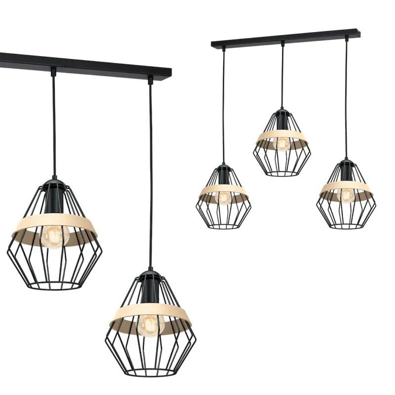 Lampa wisząca CLIFF MLP5525 Milagro 3xE27 60W Metal + Drewno Czarny Szybka dostawa