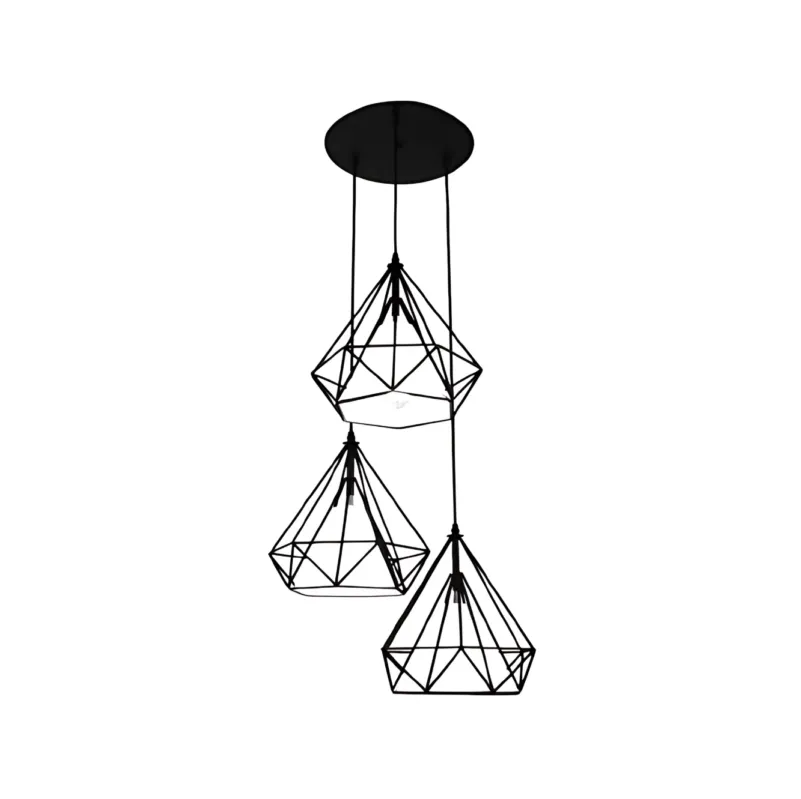 Bezpieczne zakupy Lampa wisząca Diamond ABIGALI-CHNR3-E27 Abigali 3xE27 Metal Czarny