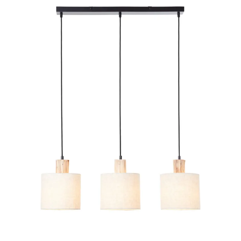 Dostępne od ręki Lampa wisząca Durban Endon 3x10W E27 Stal / Drewno / Tkanina Czarny