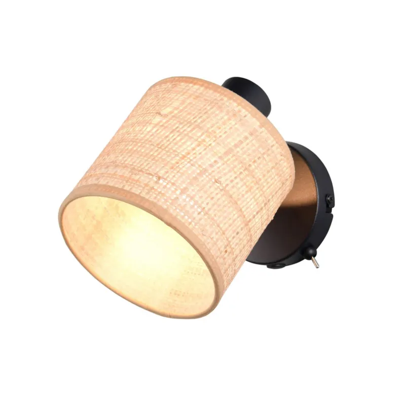 Lampa ścienna kinkiet AIMEE R81851736 RL 1x10W E14 Metal Rafia /Czarny Naturalny Bezpieczna płatność