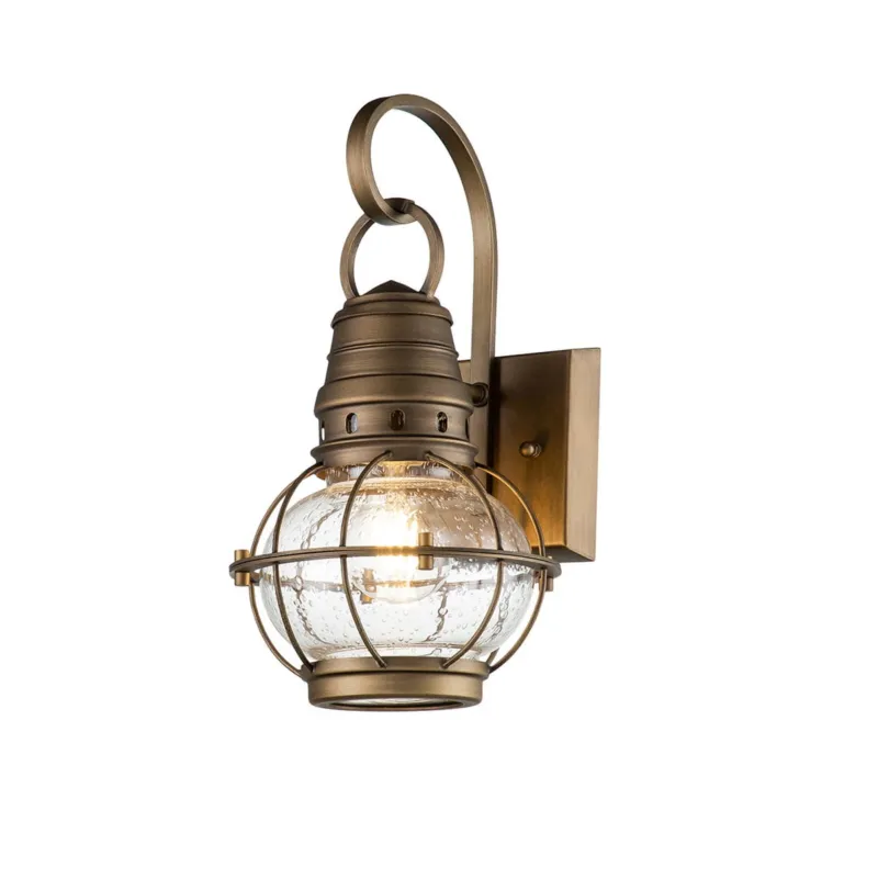 Szybka wysyłka Mała latarnia naścienna Bridge Point KL-BRIDGEPOINT-S-NBR Elstead Lighting 1x60 W E27 Naturalny mosiądz