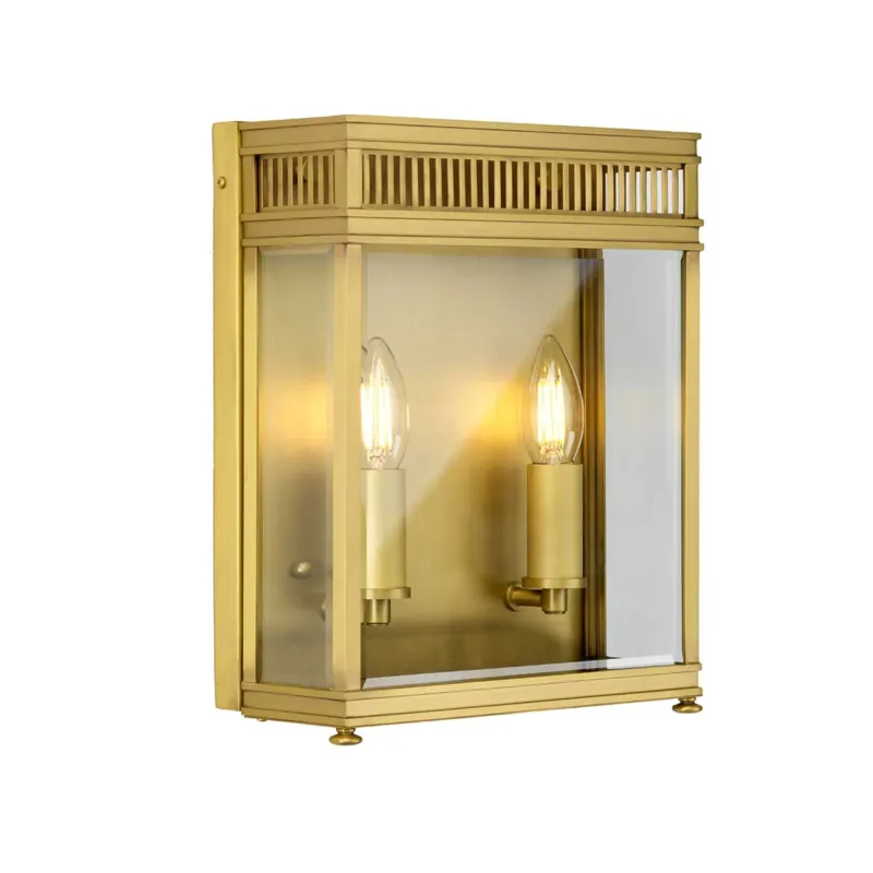 Dostępne od ręki Średnia latarnia naścienna Holborn HL7-M-BB Elstead Lighting 2x40 W E14 Szczotkowany mosiądz