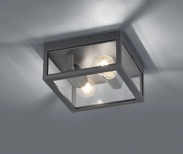 Dostępne od ręki Lampa stropowa Trio Garonne 601860242 IP44 2xE27 Aluminium Szary