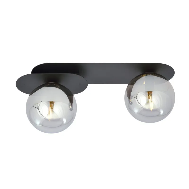 Lampa sufitowa Emibig Plaza 2 czarna z grafitowym kloszem 2×E14 Sprawdź teraz