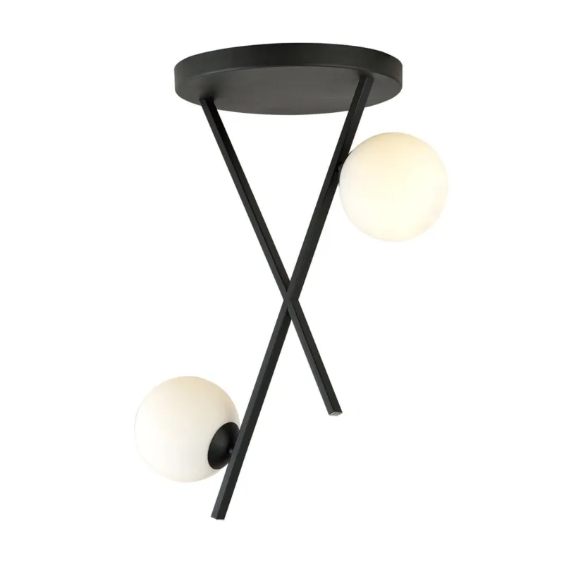 Lampa sufitowa Emibig River 2 czarna z białym kloszem 2×E14 Tani