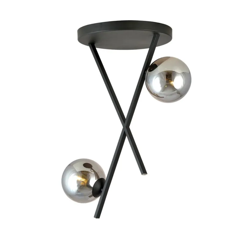 Lampa sufitowa Emibig River czarna z grafitowym kloszem 2×E14 Najlepsza cena