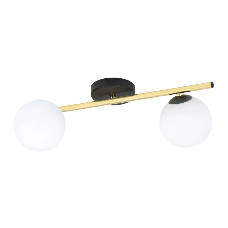 Lampa sufitowa Emibig Splendi 2 czarno-złota z białym kloszem 2×E14 Nowy