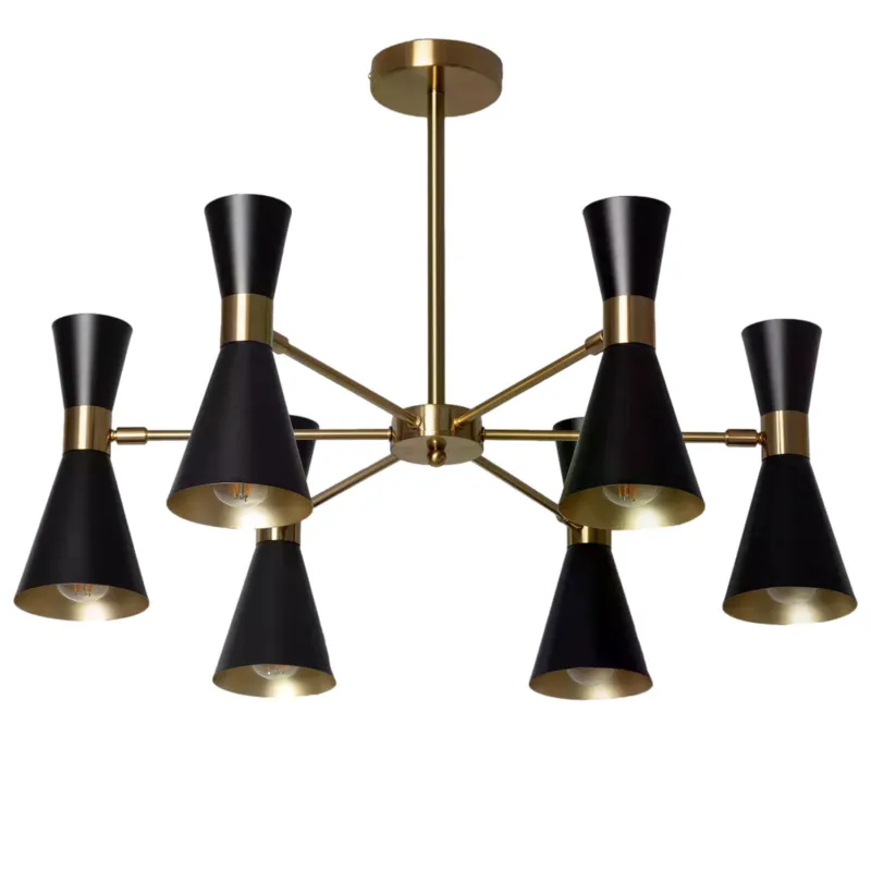 Lampa Sufitowa Żyrandol Czarno Złoty 75cm Abruzzo Salvatore 6xE27 Nie przegap