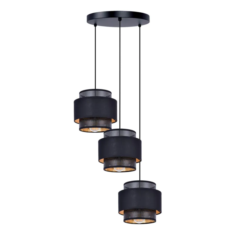 Do wyczerpania zapasów Lampa wisząca AMOS K-5282 Czarny, złoty 3 źr., E27, 15W LED - Kaja