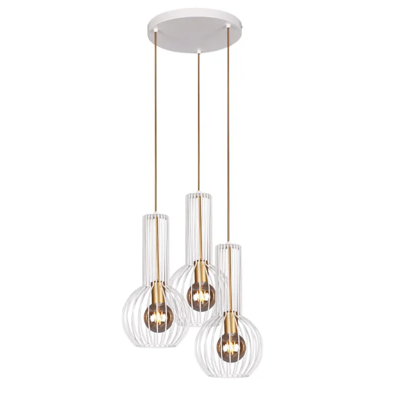 Kup teraz Lampa wisząca ARVI WHITE K-4527 Biały, złoty 3 źr., E27, 15W LED - Kaja