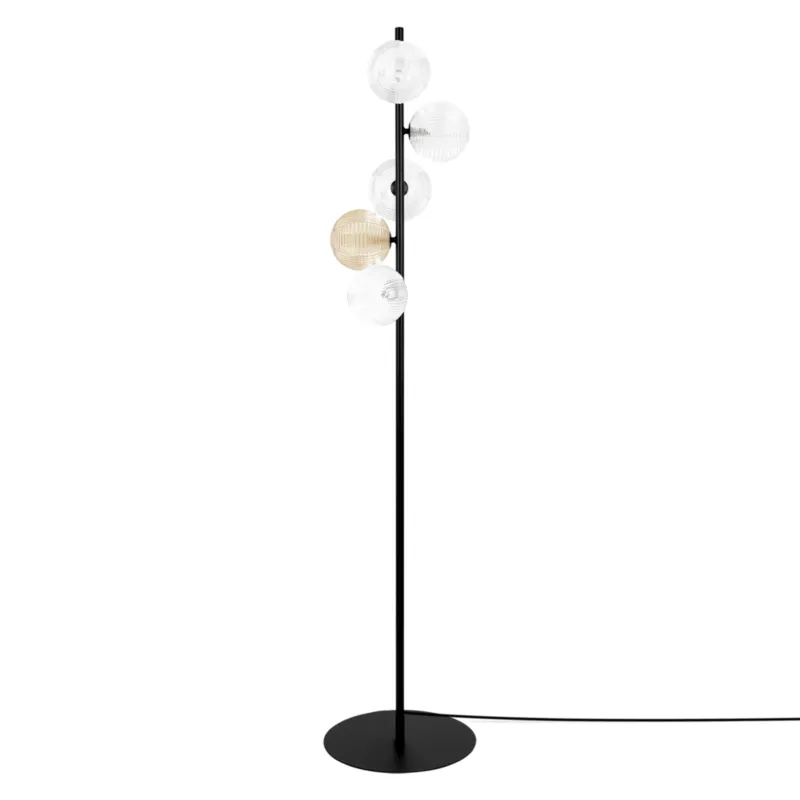 Cena promocyjna Lampa podłogowa SATURNO K-5698 Transparentny, bursztynowy, czarny 5 źr., G9, 10W LED - Kaja