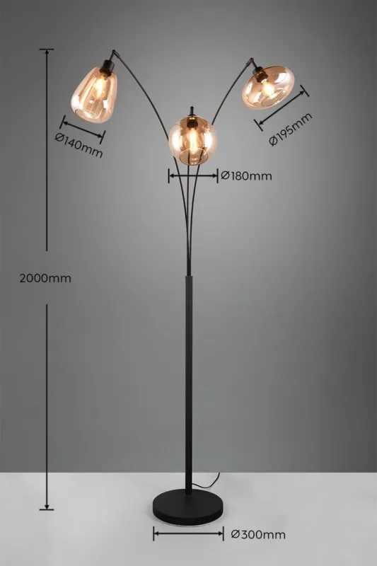 Tylko do końca tygodnia Lampa podłogowa Vestari Dl313417000 czarny mat, bursztynowy E14 - Trio
