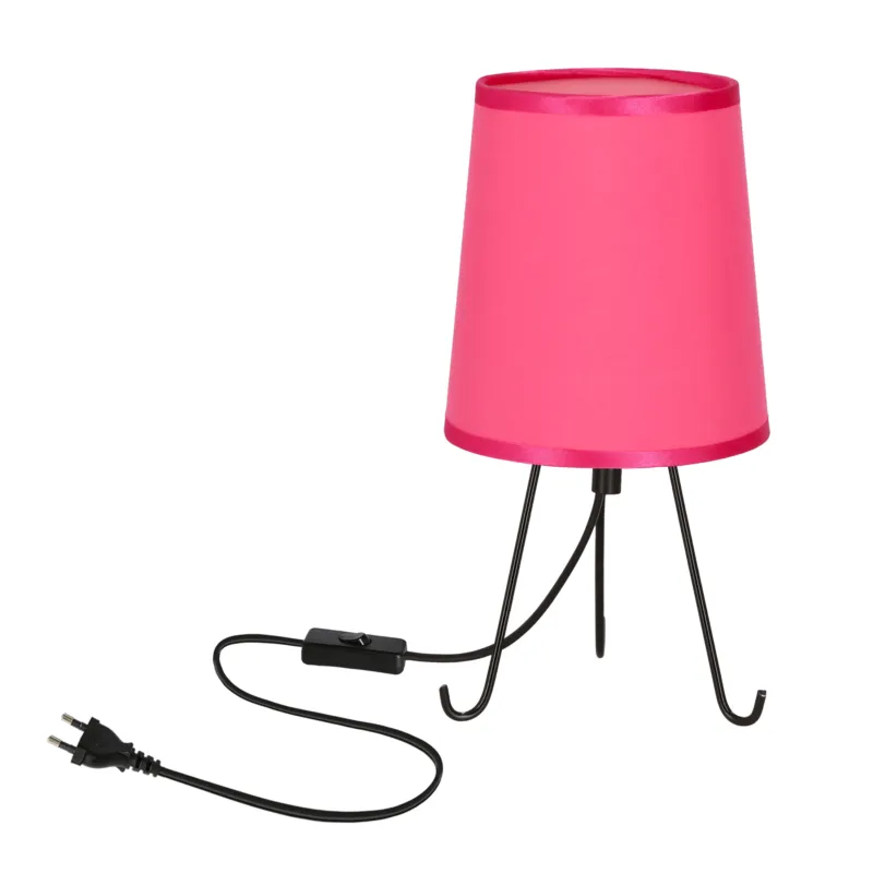 Bezpieczne zakupy Lampa stołowa Candellux Smally czarna z fuksjowym abażurem 1×E14