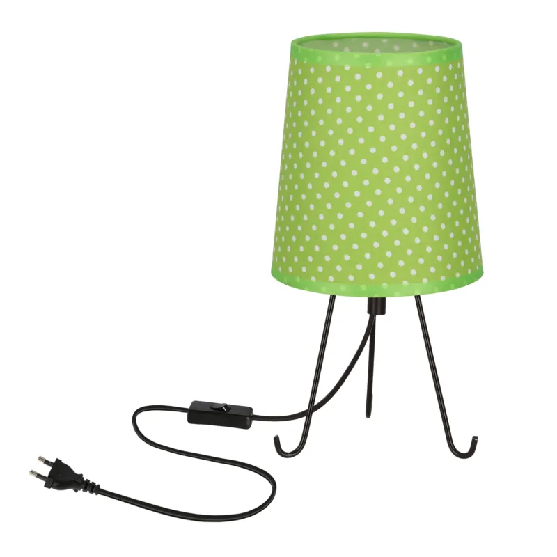 Lampa stołowa Candellux Smally czarna z zielonym abażurem w kropki 1×E14 Kup teraz