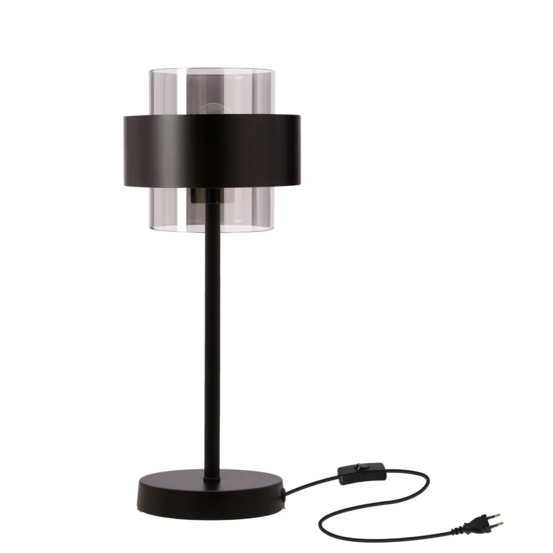 Lampa stołowa Candellux Spiega czarna z dymiony kloszem 1×E27 Wybór klientów