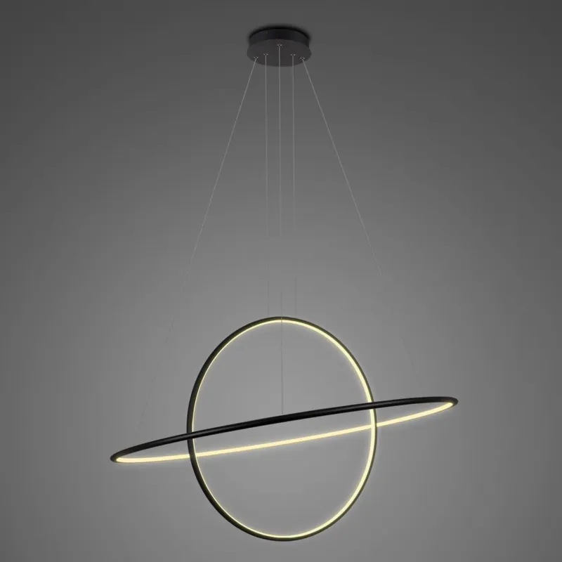 Premium Lampa wisząca Ledowe Okręgi No.2 czarny 100 cm 3000K 80W Altavola Design