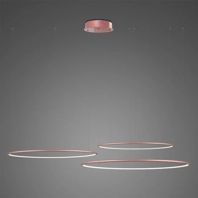 Tani Lampa wisząca Ledowe Okręgi No.3 80 cm 3000K różowo złota 68W Altavola Design