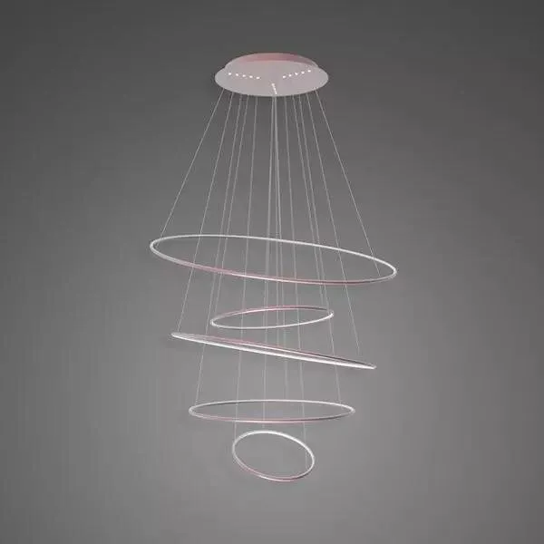 Dostępne od ręki Lampa wisząca Ledowe Okręgi No.5 różowe złoto 120cm - Altavola