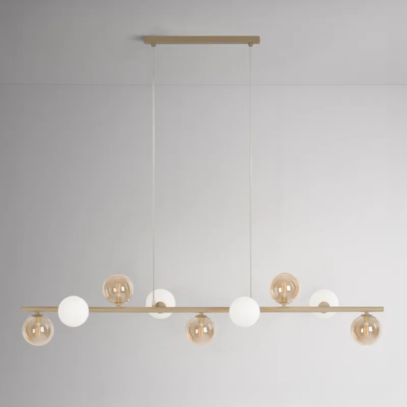 Nowy Lampa wisząca LEMO K-5848 Beż, biały, bursztynowy 9 źr., G9, 10W LED - Kaja