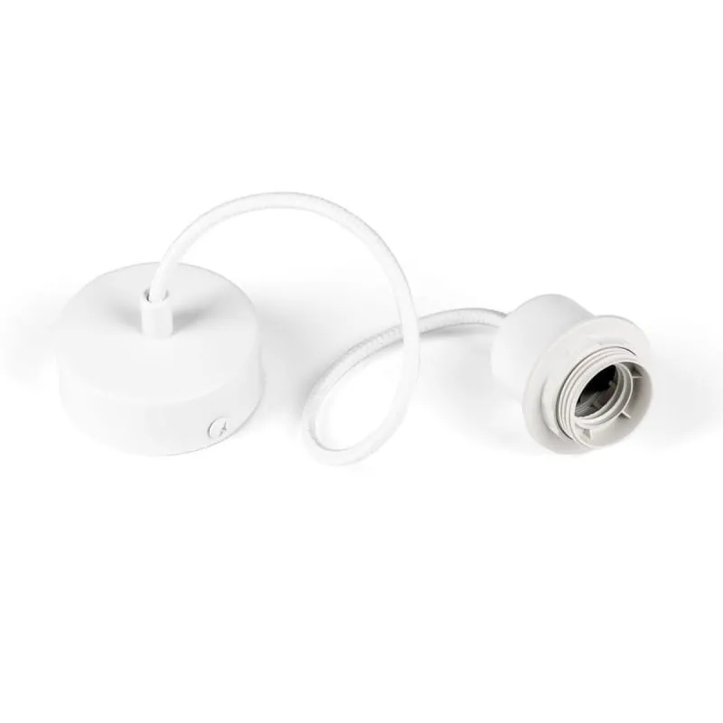 Akcesorium do lamp Białe zawieszenie do lamp Loft Metal Ring z pierścieniem do klosza, abażuru biały oplot 1,1m zawiesie - Kolorowe Kable Bezpieczna płatność