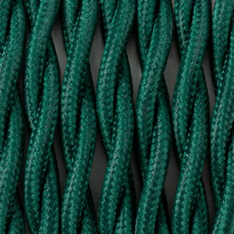 Nowy Ciemnozielony kabel skręcany w oplocie poliestrowym T06 sosnowy las dwużyłowy 2x1x0.75 - Kolorowe Kable Akcesoria