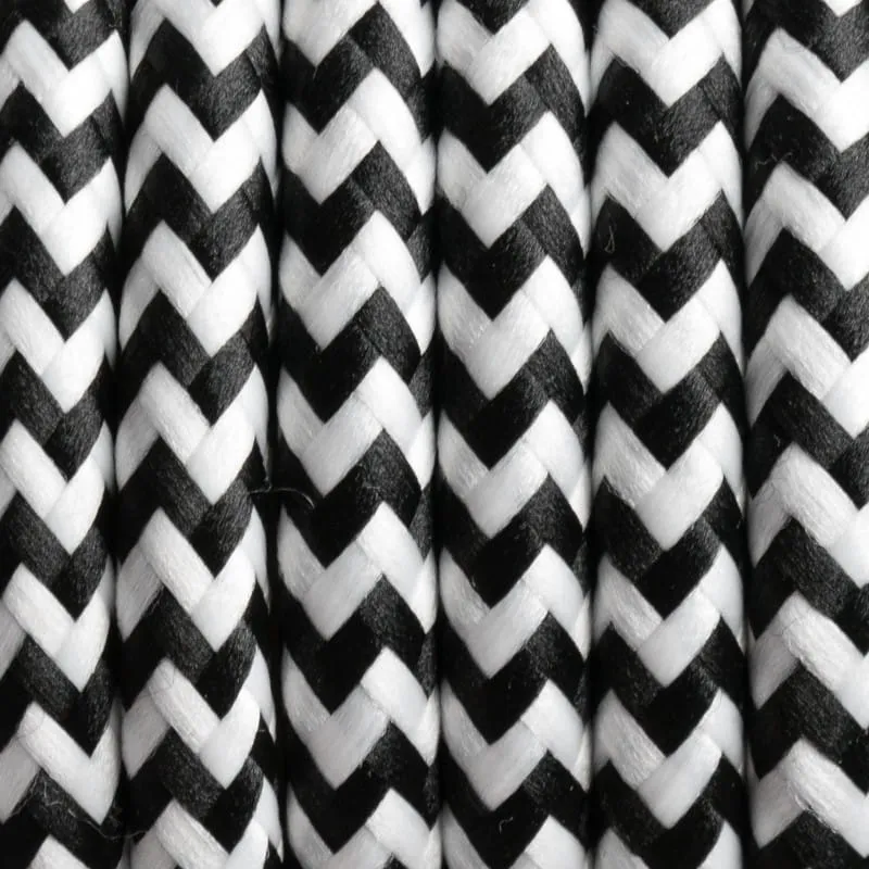 Premium Czarno biały kabel w oplocie poliestrowym 29 zebra pręgowana dwużyłowy 2x0.75 - Kolorowe Kable Akcesoria