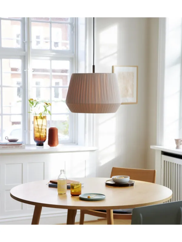 Beżowa lampa wisząca Dicte 40 cm abażur z tkaninowego materiału, marszczona bawełna, Nordlux Ostatnia szansa