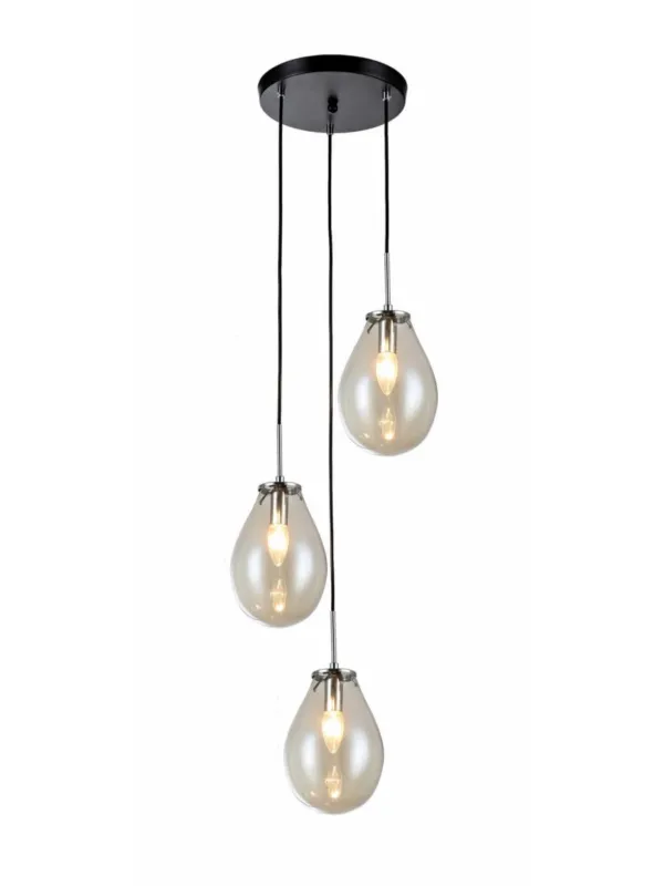 Wyjątkowa oferta Lampa wisząca 3-punktowa kaskada szklana oprawa Fondi 3 przeźroczyste bańki LP-1214/3P