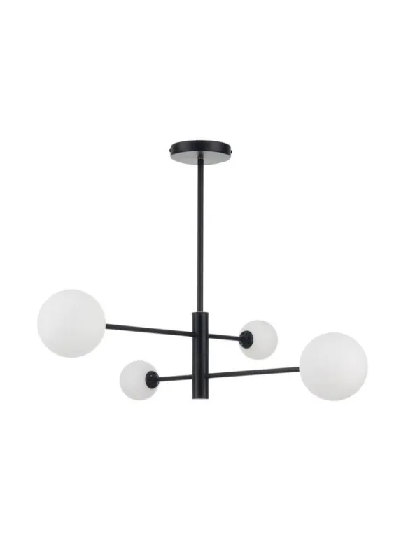 Lampa sufitowa szklane białe mleczne kule DORADO 4 czarna molekuły LP-002/4P BK Light Prestige Cena promocyjna