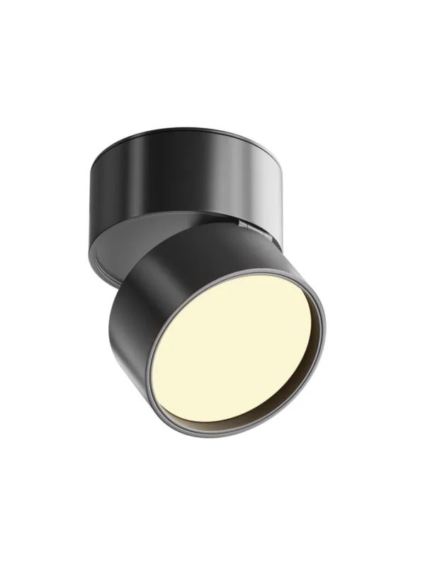 Oprawa sufitowa natynkowa LED Onda 700 lm – okrągła, szerokokątna, regulowana, 12W, 2700K, kąt 96°, czarna Dostępne od ręki