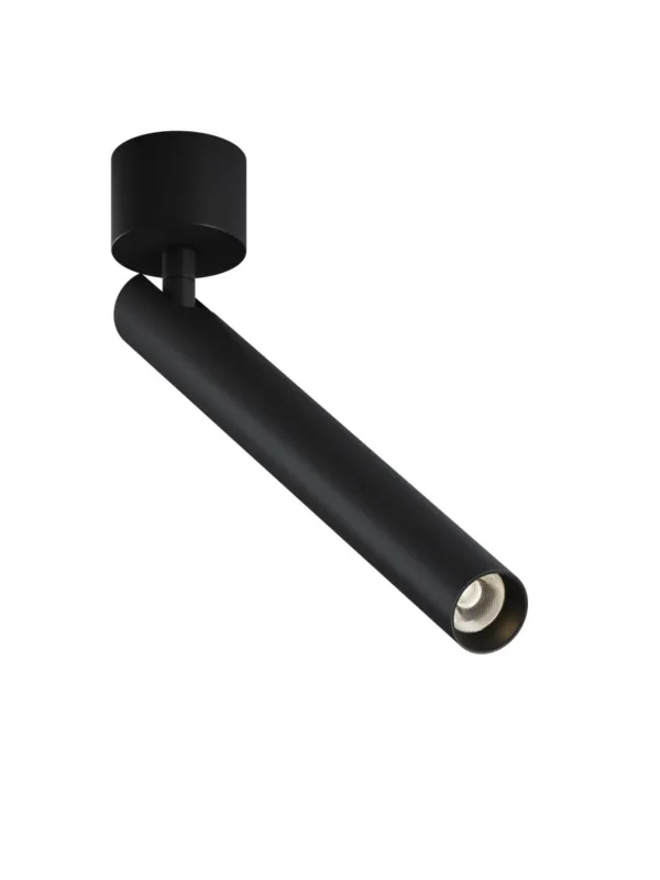 Oprawa sufitowa natynkowa LED Focus T – okrągła, tuba typu spot, długa - 30 cm, 6W, 3000K, kąt 36°, czarna Wysoka jakość